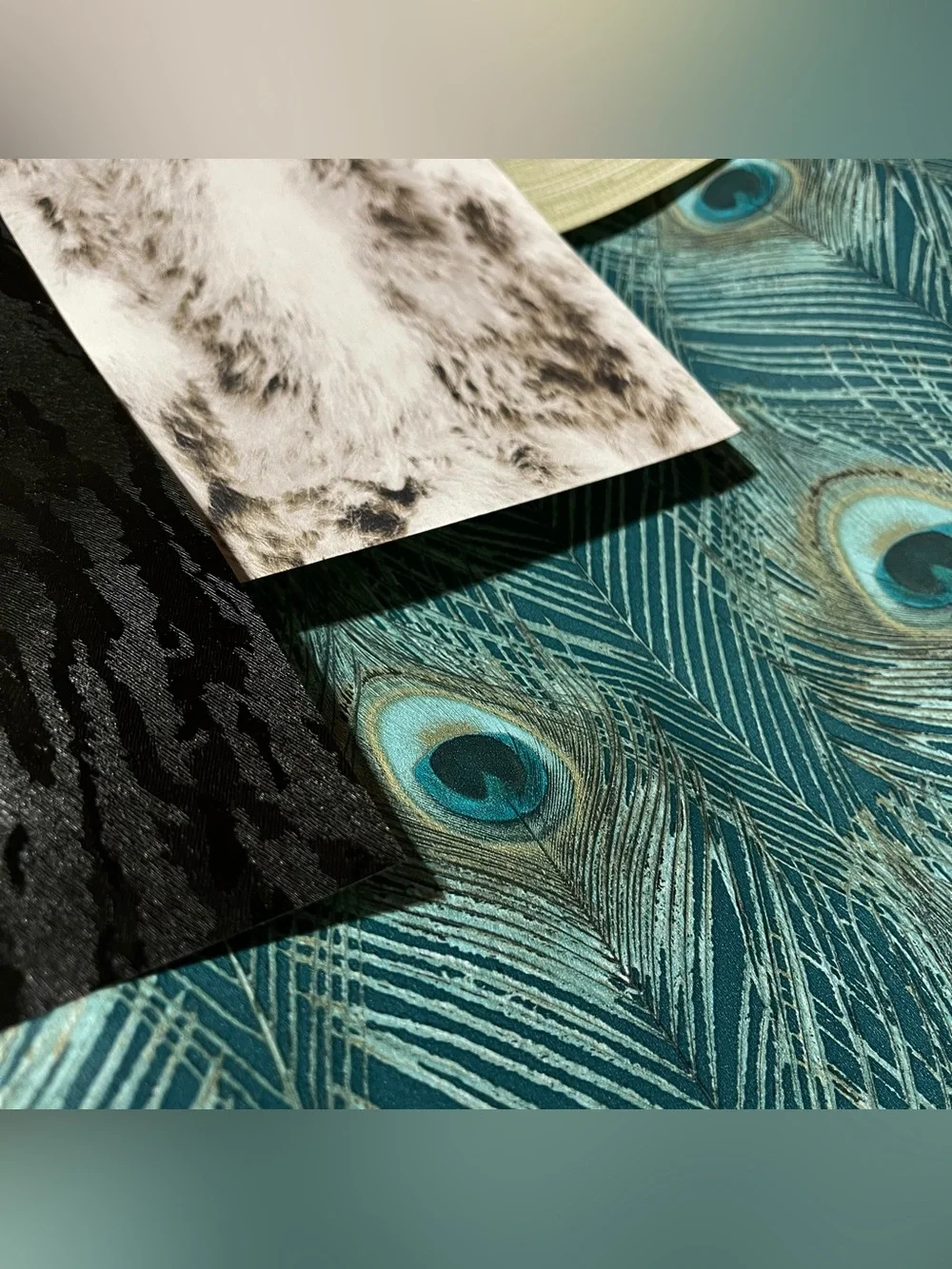 20 Assorted Designer Wallpaper Sample Sheets DIY Animal Print Theme Fur, Peacock